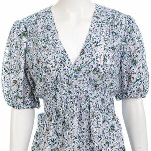 Tory Burch floral Vneck baby doll blouse size 8 cottage core